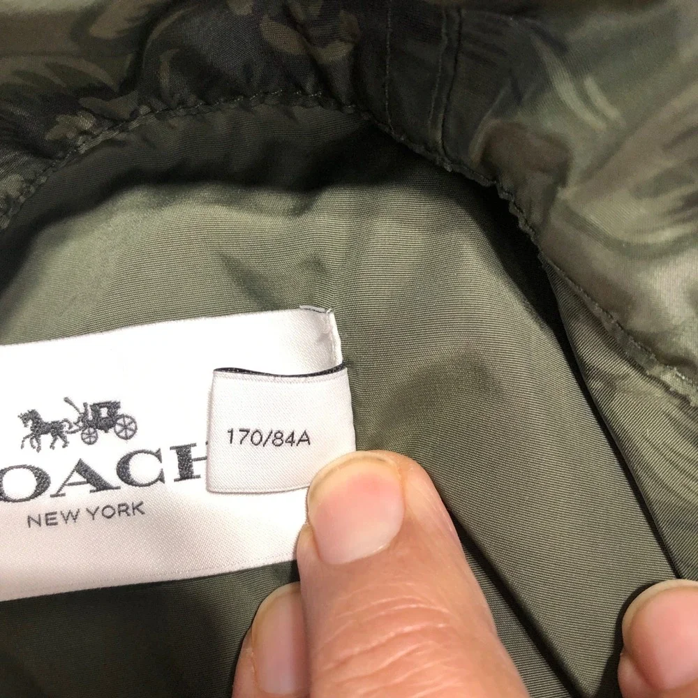 Coach Windbreaker Jacket Womens XS Green Floral Camo‎ Hooded